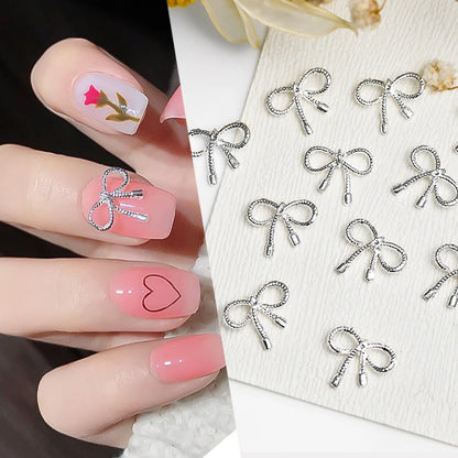 Flower Shaped Metal Gold Silver Nail Charms